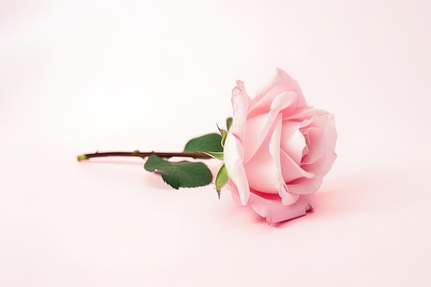 Linda rosa rosa como um símbolo de amor em fundo rosa