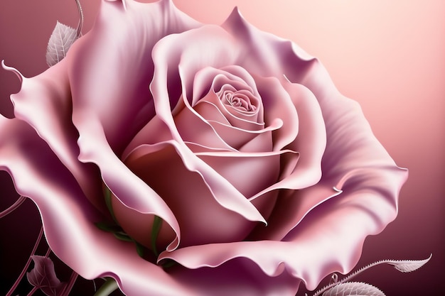 Linda rosa rosa fechada em um design floral de fundo escuro Gerado por IA