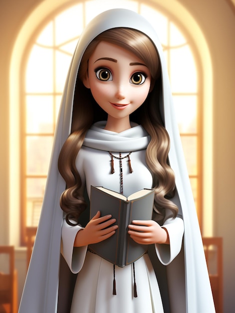 Linda Santísima María animada Expresiones animadas Expresiones extravagantes Expresiones lúdicas Pared de fondo en blanco y negro Madre de Jesucristo