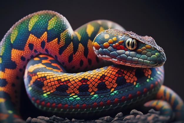 Foto linda serpente colorida brasileira arco-íris boa rede neural gerada por ia