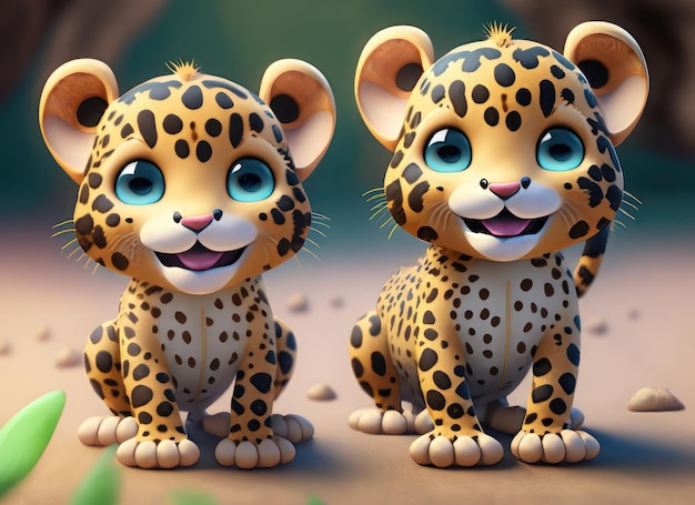 Foto linda sonrisa leopardo personaje 3d