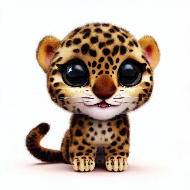 Linda sonrisa leopardo personaje 3d