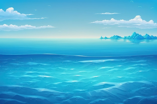 Linda superfície da água do mar Fundo de um céu azul Seascape aéreo e fundo natural