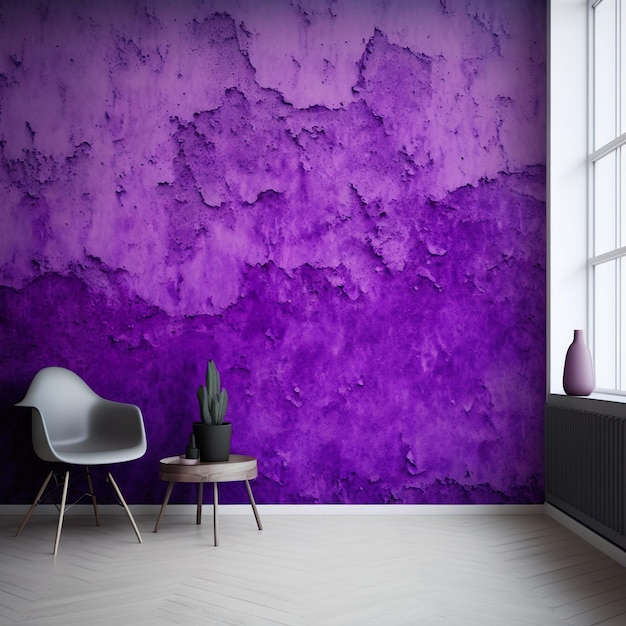 Linda textura de parede de estuque pintada de roxo decorativo abstrato grunge