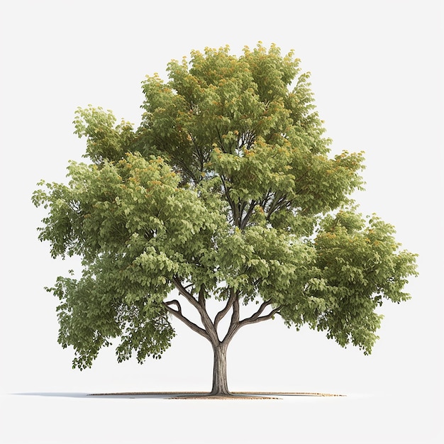 Linda única árvore verde isolada de fundo branco Imagem gerada por IA