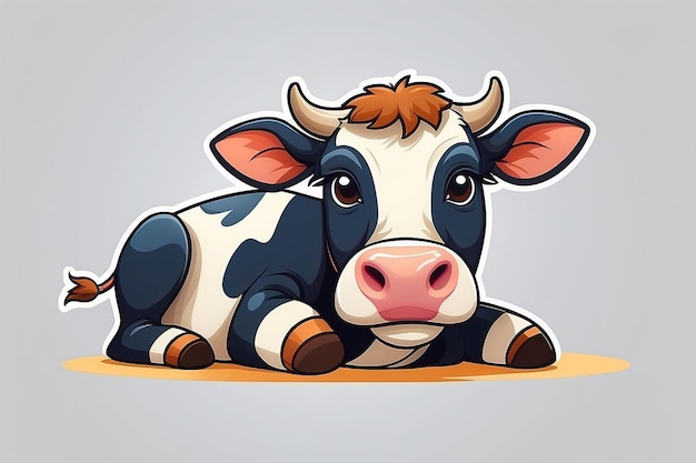 Una linda vaca acostada Ilustración vectorial de dibujos animados
