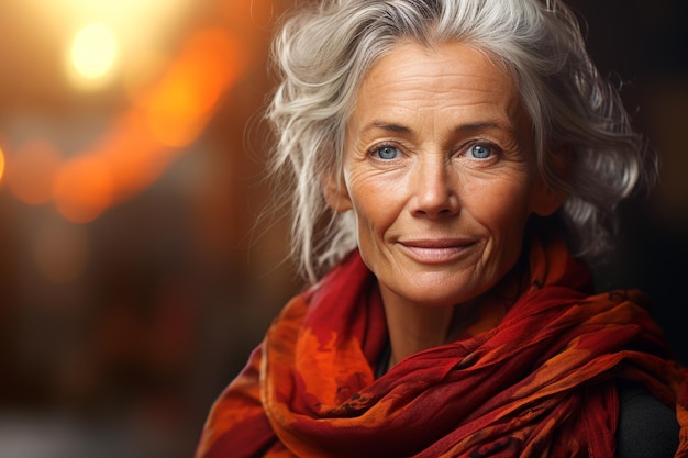 Linda velhinha incrível velhice seniorita avó vovó mulher idosa cabelos grisalhos portret fofo alegre feliz diversão muito sorridente elegante