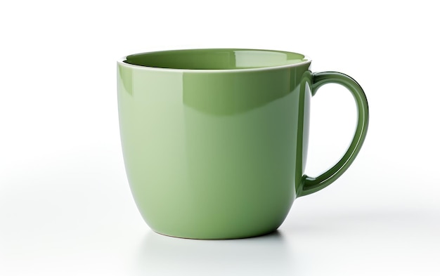Linda xícara verde brilhante isolada em fundo branco