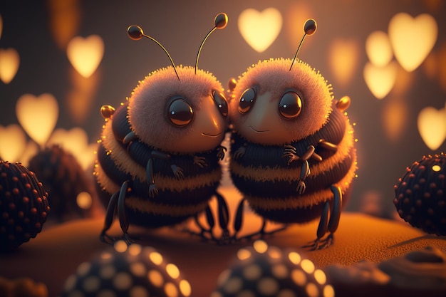 Lindas abejas para el día de San Valentín