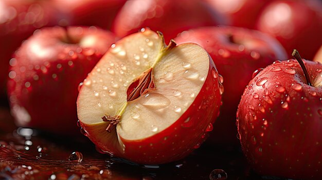 Lindas e deliciosas fatias de maçã