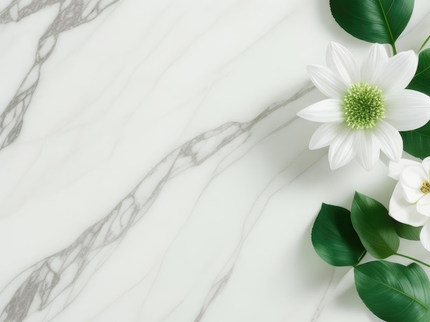 Lindas flores brancas em um mármore