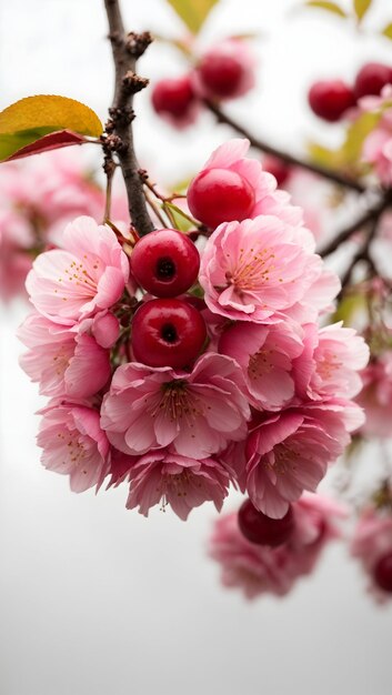 Foto lindas flores cor-de-rosa em fundo desfocado