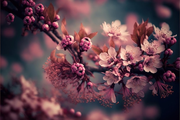 Lindas flores de cerejeira rosa na primavera