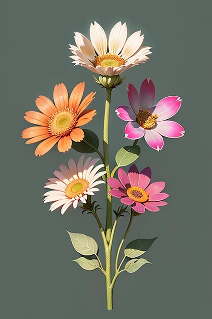 Lindas flores em vasos closeup fundo simples capa de cartaz papel de parede design de publicidade