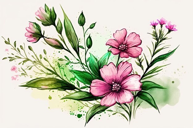 Foto lindas flores pintadas em aquarelas