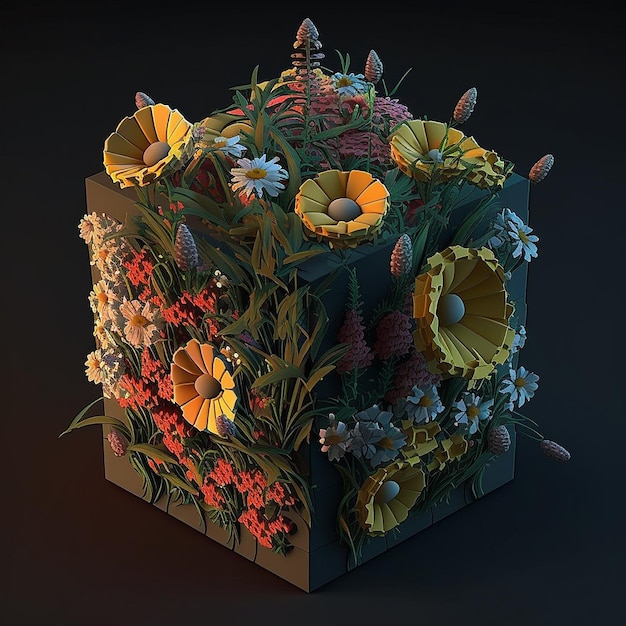 Lindas fotos de cestos de flores artificiais de papel Arte gerada por IA