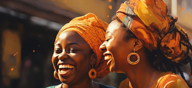 Lindas garotas afro se divertindo e sorrindo