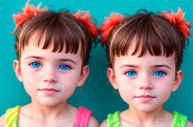 Lindas gêmeas afro-americanas, crianças, IA generativa