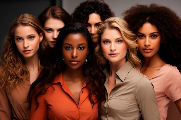 lindas modelos femininas multiétnicas em estúdio