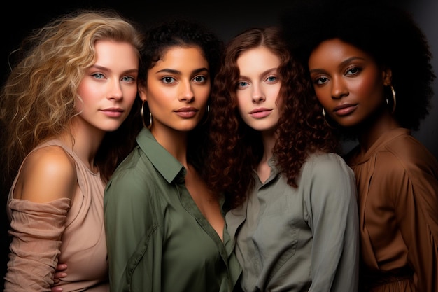 lindas modelos femininas multiétnicas em estúdio