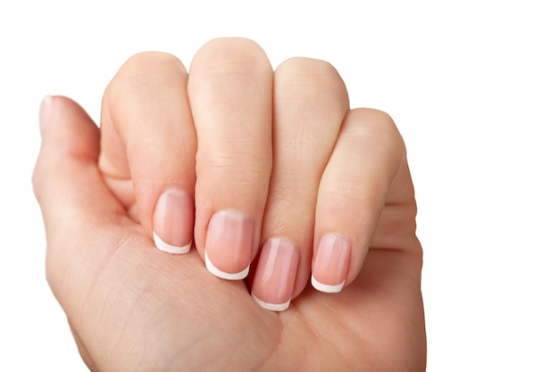 Lindas unhas de mulher com linda manicure francesa