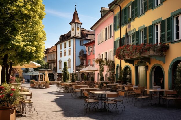 Foto lindau deleita el encantador edificio del casino y el café callejero de alemania