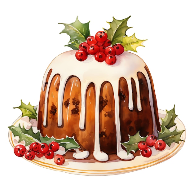 Lindo acuarela con tema navideño Ilustración de pastel para Navidad