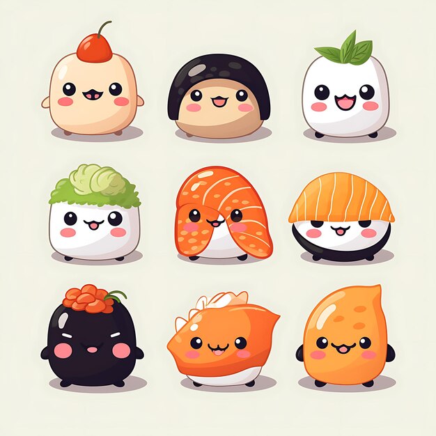 Foto lindo adhesivo de sushi para los amantes del sushi añade un toque de kawaii a tus artículos personales