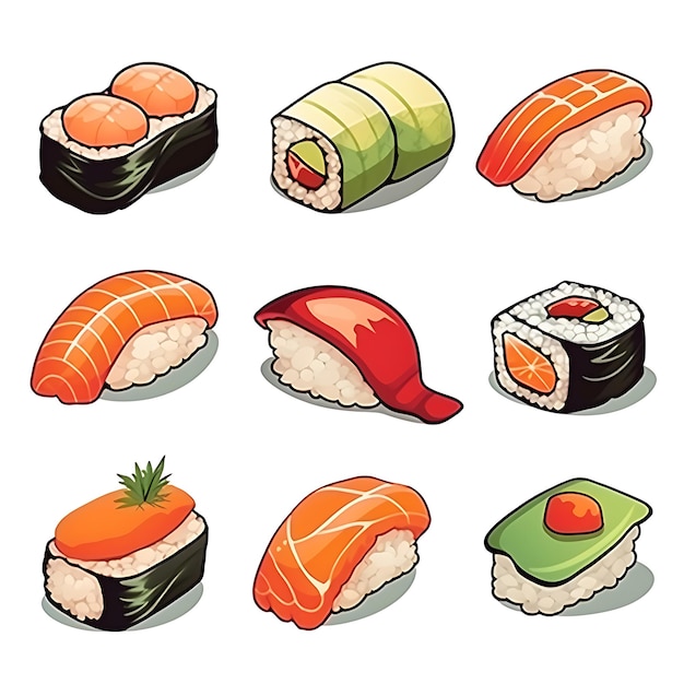 Foto lindo adhesivo de sushi para los amantes del sushi añade un toque de kawaii a tus artículos personales