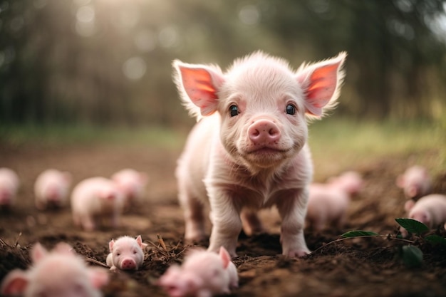 Lindo y adorable cochinillo bebé