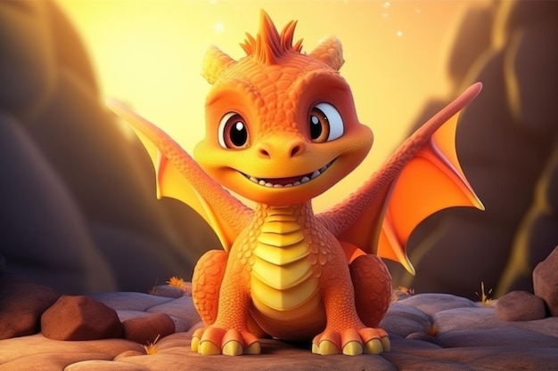 lindo adorable dragón 3D