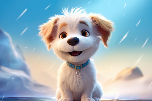 un lindo y adorable perro bebé ai generativo representado al estilo de dibujos animados para niños