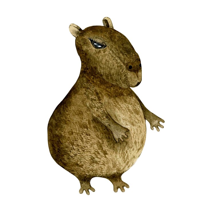 Foto lindo animal acuarela ilustración dibujado a mano vida silvestre aislada capibara
