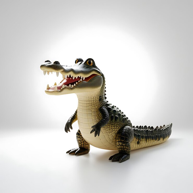 Foto un lindo animal cocodrilo personaje de dibujos animados de fondo blanco en 3d