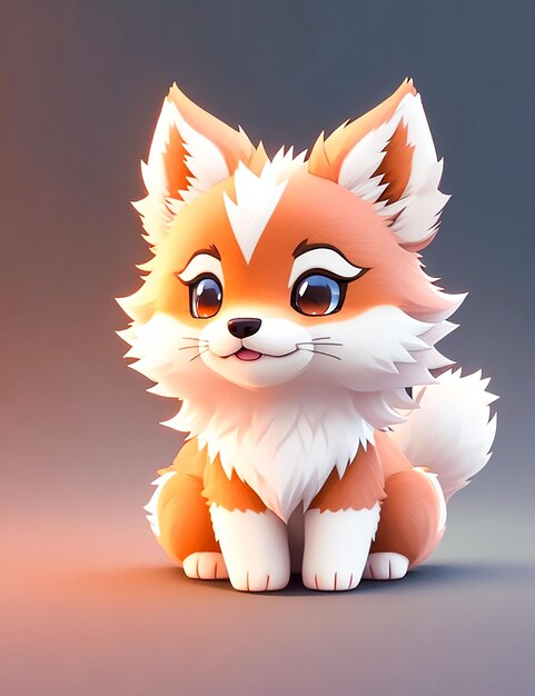 Lindo animal de dibujos animados en 3D generado por IA