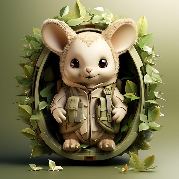 Lindo animal encantador 3D representado simplicidad creativa en adorable estilo de arcilla Fatness Blender C4D