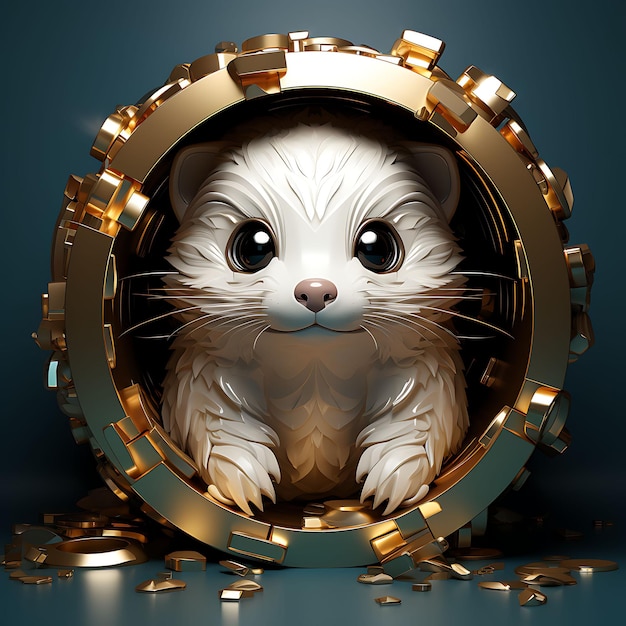 Lindo animal encantador 3D representado simplicidad creativa en adorable estilo de arcilla Fatness Blender C4D