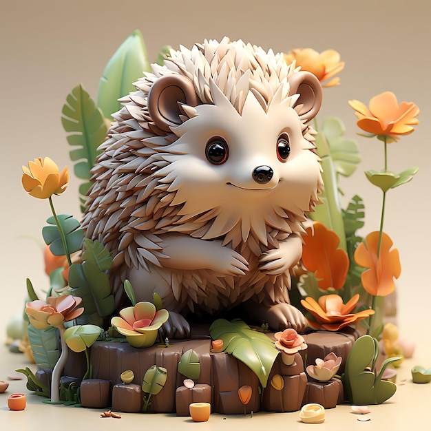 Lindo animal encantador 3D representado simplicidad creativa en adorable estilo de arcilla Fatness Blender C4D