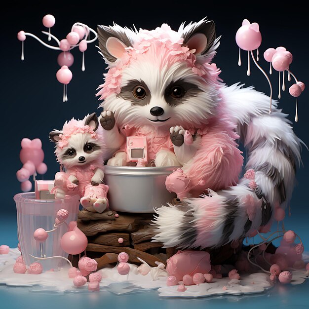 Lindo animal encantador 3D representado simplicidad creativa en adorable estilo de arcilla Fatness Blender C4D