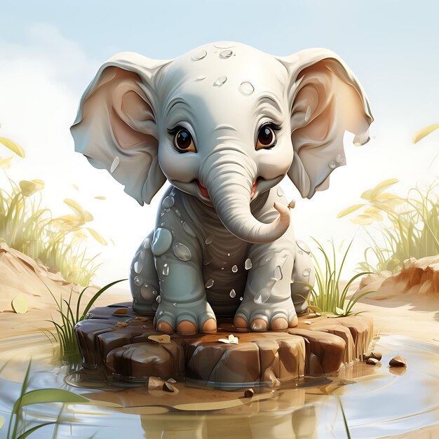 Lindo animal encantador 3D representado simplicidad creativa en adorable estilo de arcilla Fatness Blender C4D