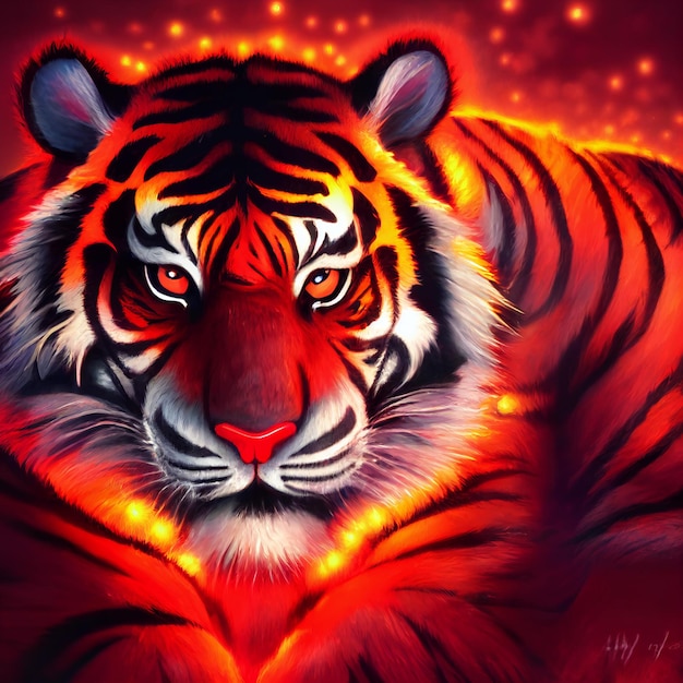 Lindo animal pequeño bonito retrato de tigre rojo de un toque de ilustración de acuarela