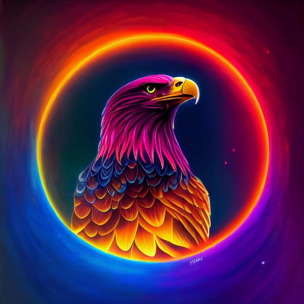 Lindo animal pequeño retrato de águila bastante colorido de un toque de ilustración de acuarela