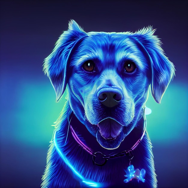 Lindo animal pequeño retrato de perro bastante azul de un toque de ilustración de acuarela