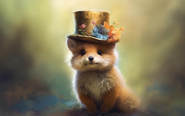 Lindo animal con sombrero