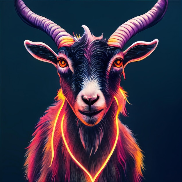 Lindo animalito bonito retrato de cabra roja de un toque de ilustración de acuarela