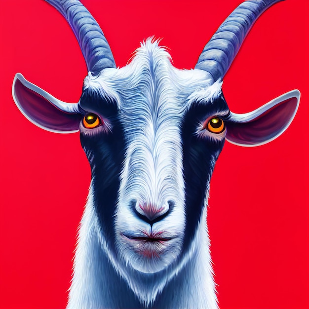 Lindo animalito bonito retrato de cabra roja de un toque de ilustración de acuarela