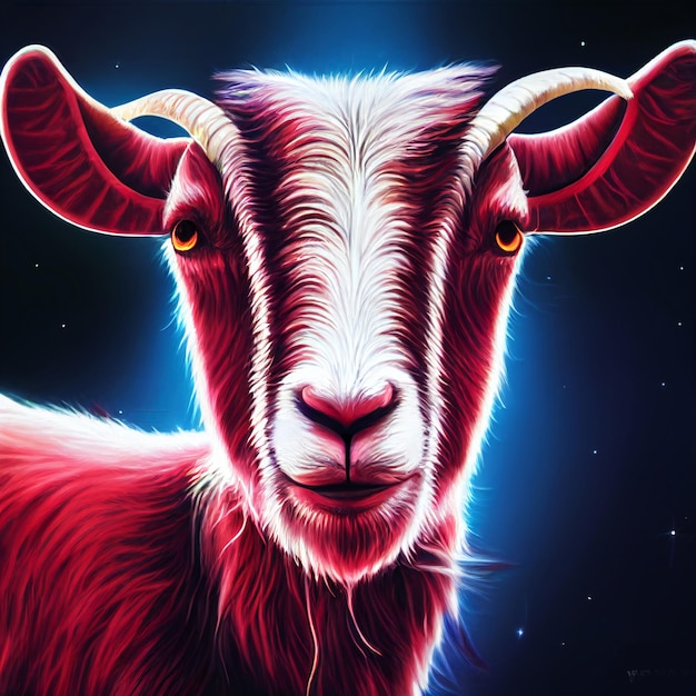 Lindo animalito bonito retrato de cabra roja de un toque de ilustración de acuarela