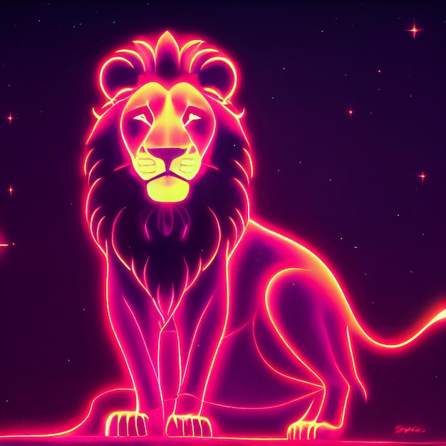Lindo animalito bonito retrato de león rojo de un toque de ilustración de acuarela