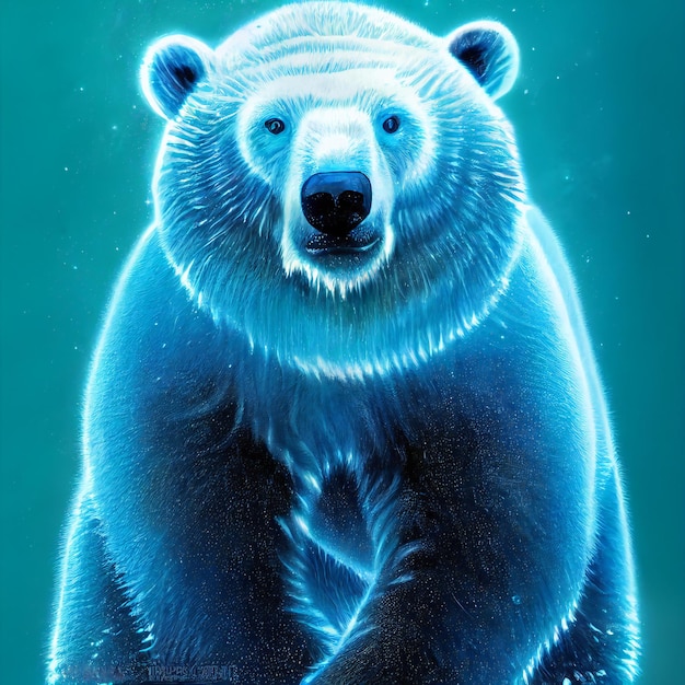 Lindo animalito bonito retrato de oso polar azul de un toque de ilustración de acuarela