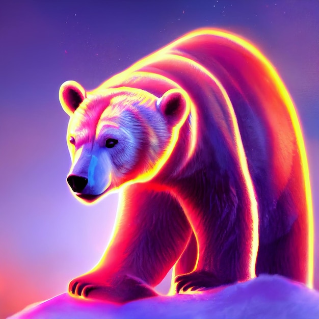 Lindo animalito bonito retrato de oso polar rojo de un toque de ilustración de acuarela